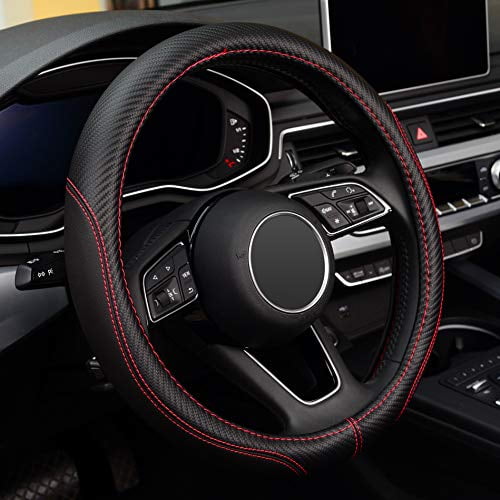 Steering Wheel Cover Black & Grey Suede Leather Look Universal Fit Protection Steering Wheel Cover Black & Grey Suede Leather Look Universal Fit Protection